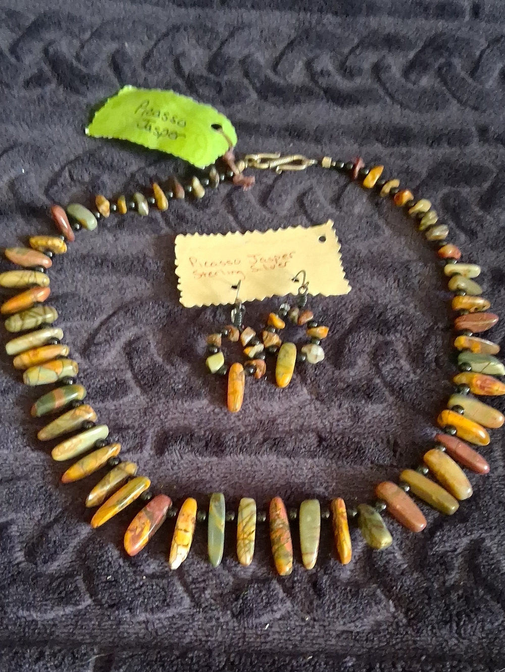 Unbranded Multi-Color Rhyolite Jasper Beaded Necklace with Matching Earrings